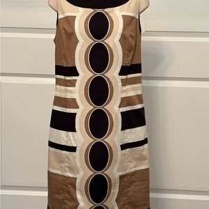 Groovy Geometric Retro Mod Pattern Sheath Dress size 12.  Pristine, unworn.